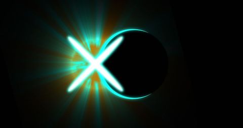 Neon Cross and Glowing Eclipse on Dark Background - Download Free Stock Images Pikwizard.com