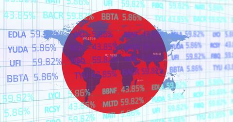 Global Financial Data Overlay on Japanese Flag - Download Free Stock Images Pikwizard.com