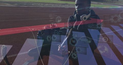 Disabled Athlete with Digital Statistics Overlay on Track - Download Free Stock Images Pikwizard.com
