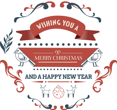 Vintage Christmas Card Transparent Design With Merry Wishes