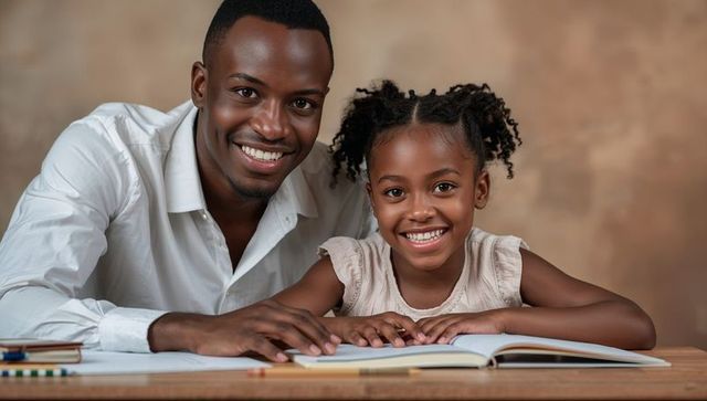 Father and daughter reading together: bonding and learning at home