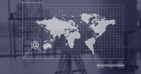 Digital World Map Displayed Over Modern Office Background - Download Free Stock Images Pikwizard.com