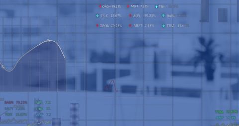 Financial Data Processing Overlaid on Office Background - Download Free Stock Images Pikwizard.com