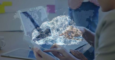Global Cloud Networking Overlaying World Map