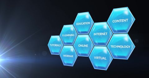Digital Learning Concept with Interactive Blue Hexagons - Download Free Stock Images Pikwizard.com