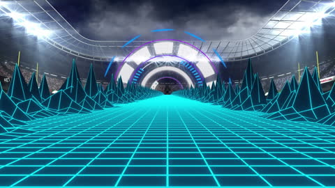 Digital Futuristic Landscape in Sports Arena Setting