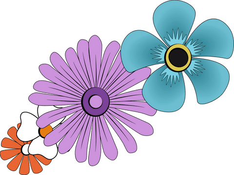 stylized purple and teal flowers on transparent background - Download Free Stock Videos Pikwizard.com