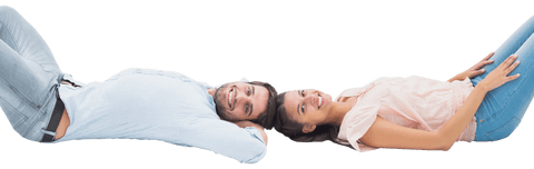 Transparent Young Couple Smiling Relaxed Pose