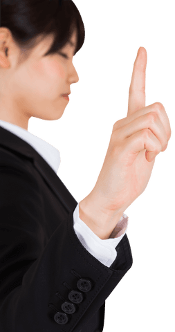 Serious Asian Businesswoman Gesturing One Finger Transparent Background