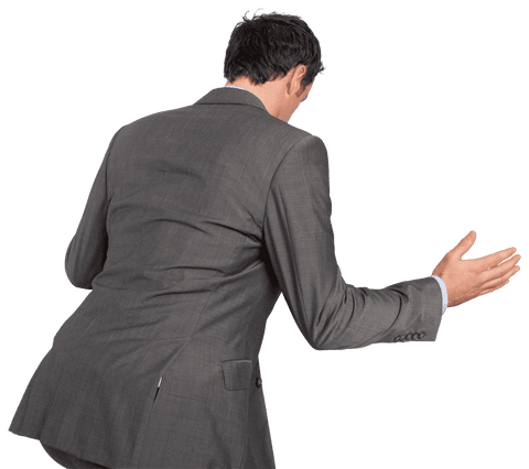 Transparent Businessman Offering Welcoming Gesture