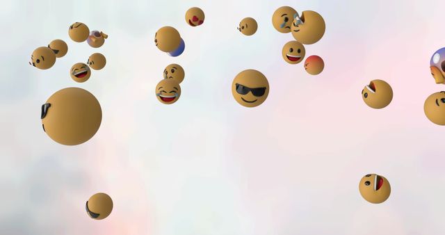 Floating Smileys with Emotions Over Abstract Background - Download Free Stock Images Pikwizard.com