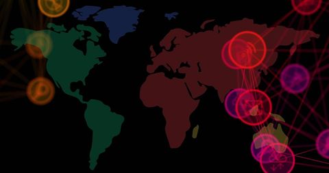 Digital World Map with Glowing Nodes and Global Connections - Download Free Stock Images Pikwizard.com