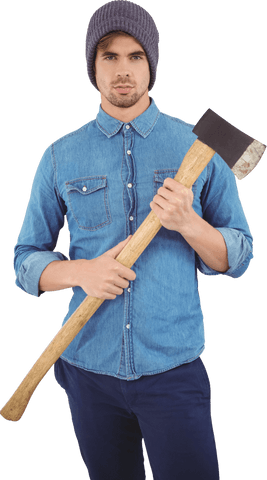 serious hipster holding axe wearing casual denim outfit transparent background - Download Free Stock Videos Pikwizard.com
