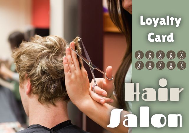 Hair Salon Loyalty Card for Regular Customers - Download Free Stock Templates Pikwizard.com