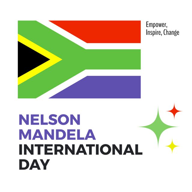 Nelson Mandela International Day with South African Flag and Inspirational Text - Download Free Stock Templates Pikwizard.com