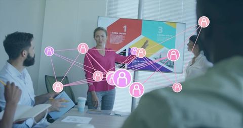 Businesswoman Presenting Network Strategy During Office Meeting