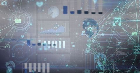 Futuristic Neural Network with Interconnected Tech Icons - Download Free Stock Images Pikwizard.com