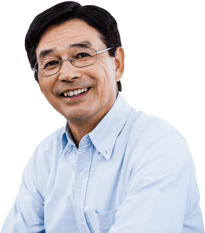 Transparent Background Smiling Man Sitting on Couch