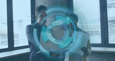 Business Professionals Using Futuristic Data Interface Technology