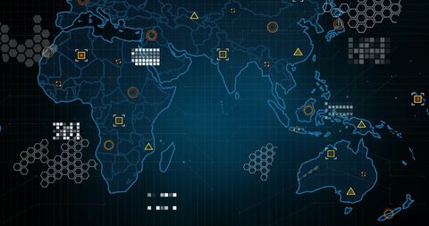 Digital Interface Displaying Global Data Processing Across World Map - Download Free Stock Images Pikwizard.com