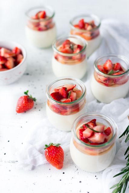 Fresh Strawberry Yogurt Parfaits on White Table - Download Free Stock Photos Pikwizard.com