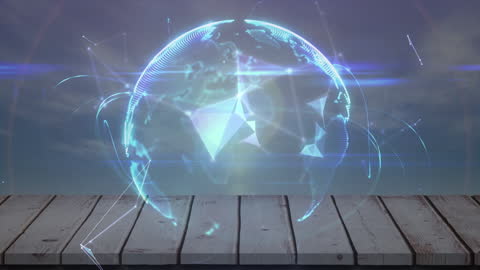 Futuristic Digital Network Over Globe Hologram