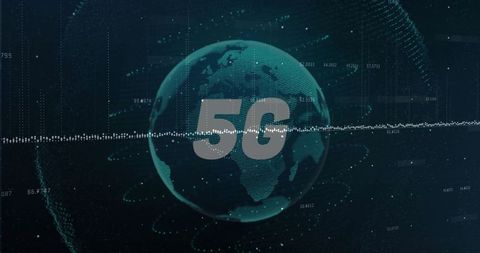 5g network globe visualization with digital data interface