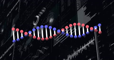 Animated DNA Strand on Digital Global Background
