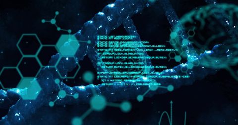 Complex digital visualization of dna and data processing concepts