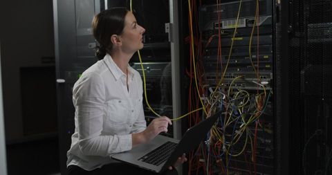 IT Specialist Analyzing Server Room Connections - Download Free Stock Images Pikwizard.com