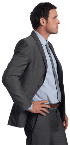Serious Businessman in Suit with Focused Look Transparent Background