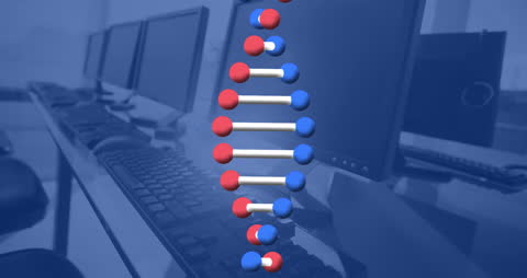 3D DNA Helix in Modern Office Workspace