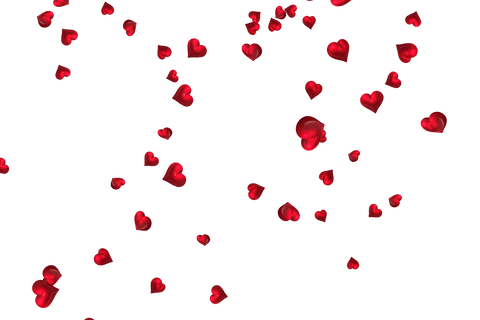 Falling Red Hearts on Transparent Background for Romantic Design