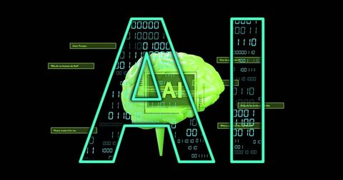 AI Logo With Digital Brain and Binary Code - Download Free Stock Images Pikwizard.com