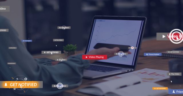 Person Viewing Data Analytics on Laptop with Notification Icons - Download Free Stock Images Pikwizard.com
