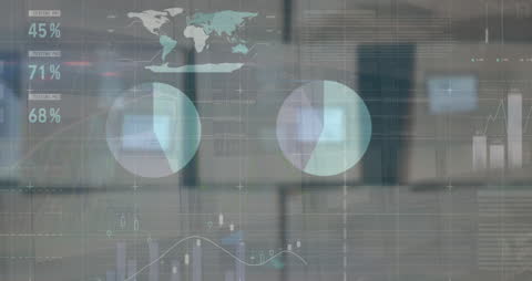 Financial Data with Graphs in Warehouse Background