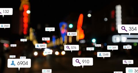 Digital Connections and Social Media Icons Over City Night Traffic - Download Free Stock Images Pikwizard.com