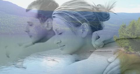 Serene Couple's Massage Over Tranquil Lakeside Scene - Download Free Stock Images Pikwizard.com