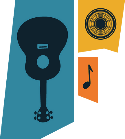 transparent flat art guitar silhouette with music icons backdrop - Download Free Stock Videos Pikwizard.com