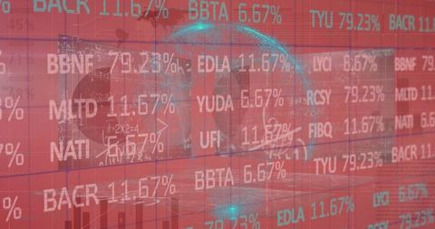 Digital stock market data with financial graph overlays