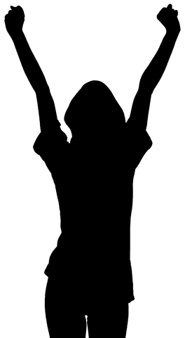 Transparent silhouette of active sportswoman in athletic pose