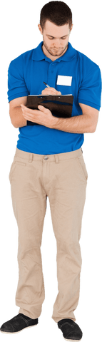 Transparent Young Salesman in Blue Shirt Taking Notes - Download Free Stock Videos Pikwizard.com