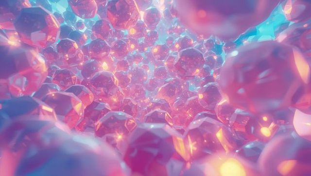 Vibrant 3D Polyhedral Spheres with Luminous Glowing Cores