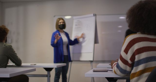 Teacher Giving Presentation on Whiteboard to Students in Classroom - Download Free Stock Images Pikwizard.com