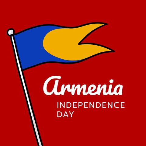 Armenia Independence Day Flag Icon on Red Background - Download Free Stock Templates Pikwizard.com