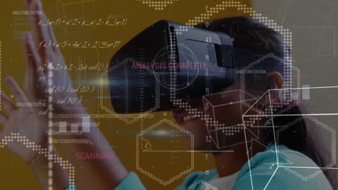 Girl Exploring Virtual Reality with Futuristic Data Overlay