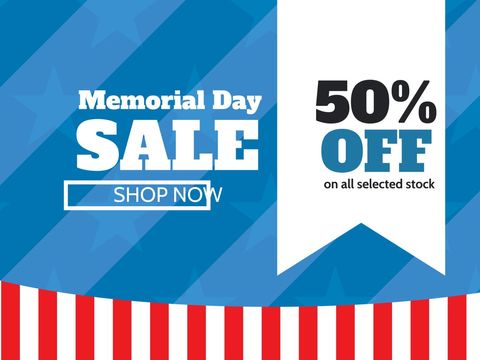Memorial Day Sale Promo with Bold 50 Percent Discount - Download Free Stock Templates Pikwizard.com