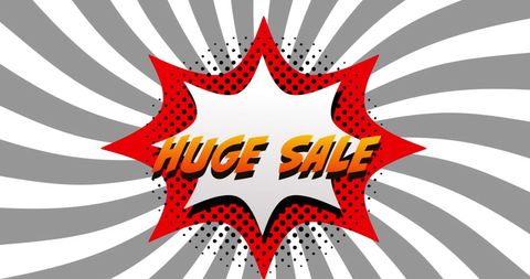 Comic style explosion with huge sale announcement