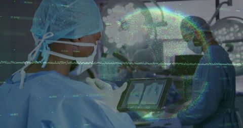 Surgeon Interacting with Digital Interface in Advanced Operating Room