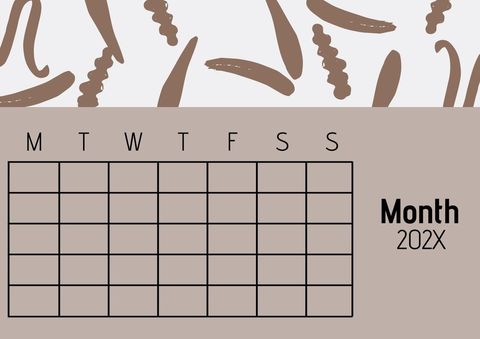 Minimalist Abstract Brush Strokes Calendar Template for Planning - Download Free Stock Templates Pikwizard.com